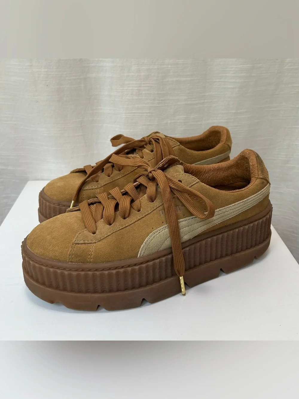 Puma x Fenty by Rhianna Platform Suede Lace-Up Sneakers in Brown